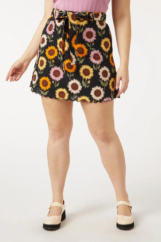 Image of a model wearing Skirts. Productname: Sunflower Skirt in Black colour by brand - Princess Highway