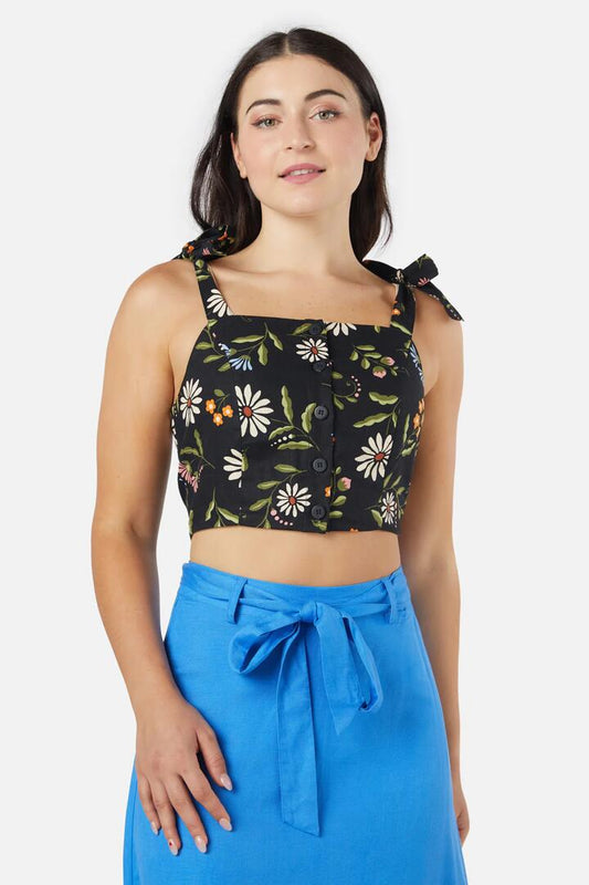 Image of a model wearing Tops. Productname: Julia Top in Black colour by brand - Princess Highway