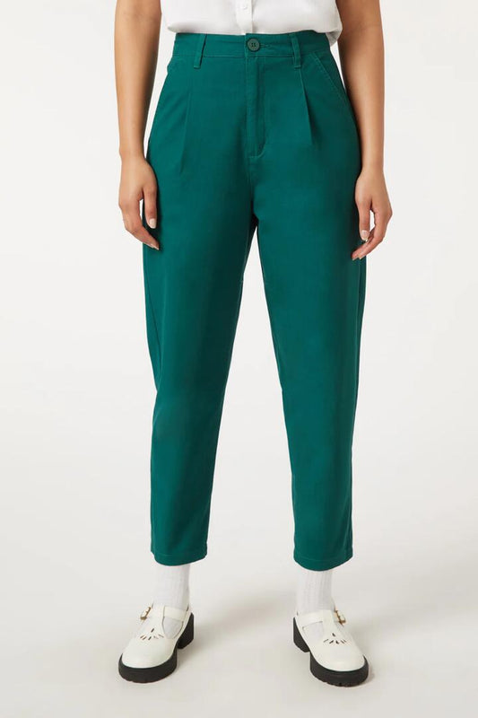 Image of a model wearing Pants. Productname: Harvard Pant in Teal colour by brand - Princess Highway