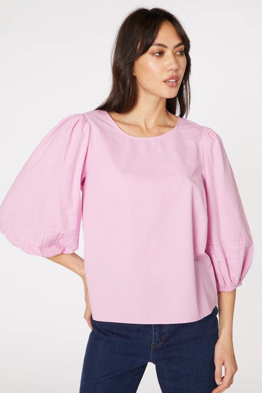 Image of a model wearing Tops. Productname: Charlotte Top in Pink colour by brand - Princess Highway