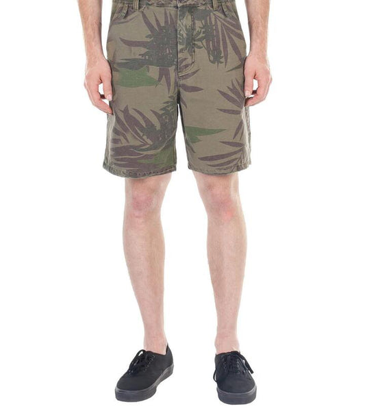 Image of a model wearing Shorts. Productname: Stitchless Camo Short in Khaki colour by brand - Dangerfield