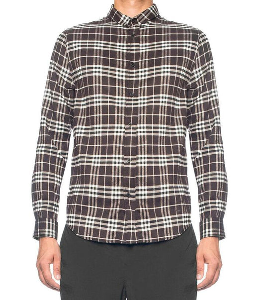 Image of a model wearing Tops. Productname: Wire Checks Shirt in Brown colour by brand - Dangerfield