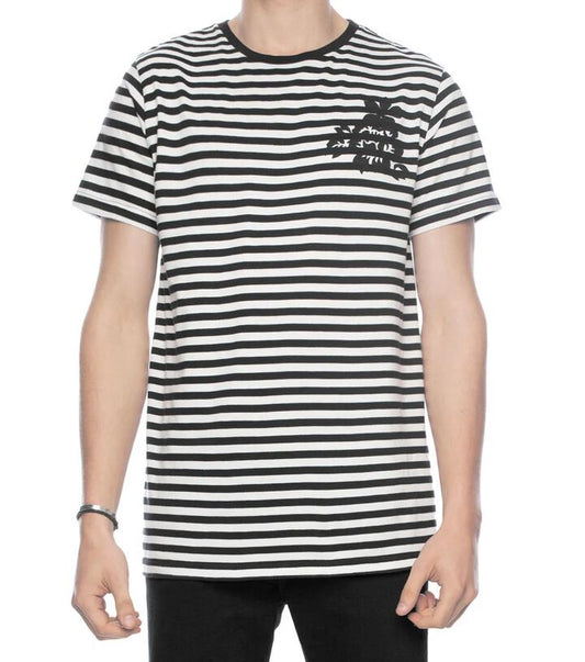 Image of a model wearing Tops. Productname: Shadow Flower Tee in Black/White colour by brand - Dangerfield