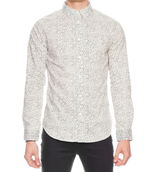 Image of a model wearing Tops. Productname: Black And White LS Shirt in White colour by brand - Dangerfield