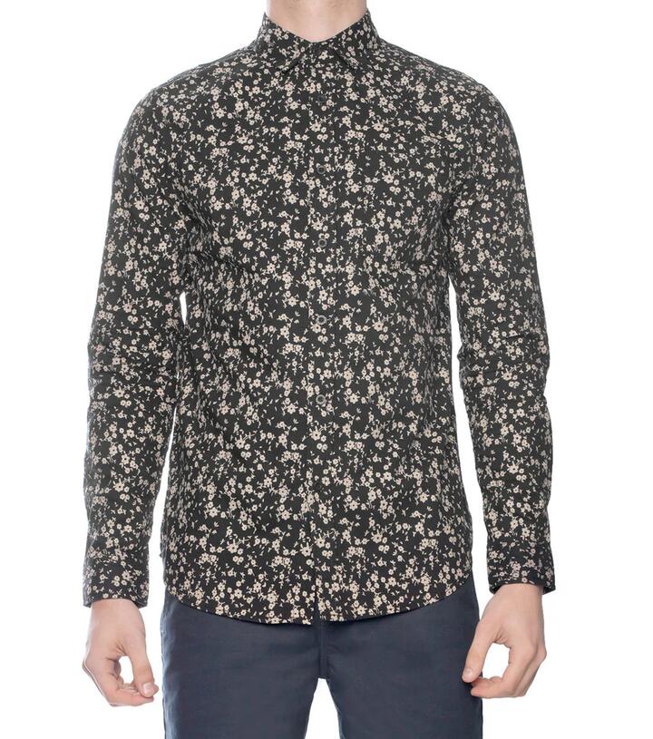 Image of a model wearing Tops. Productname: Flower Power LS Shirt in Black colour by brand - Dangerfield