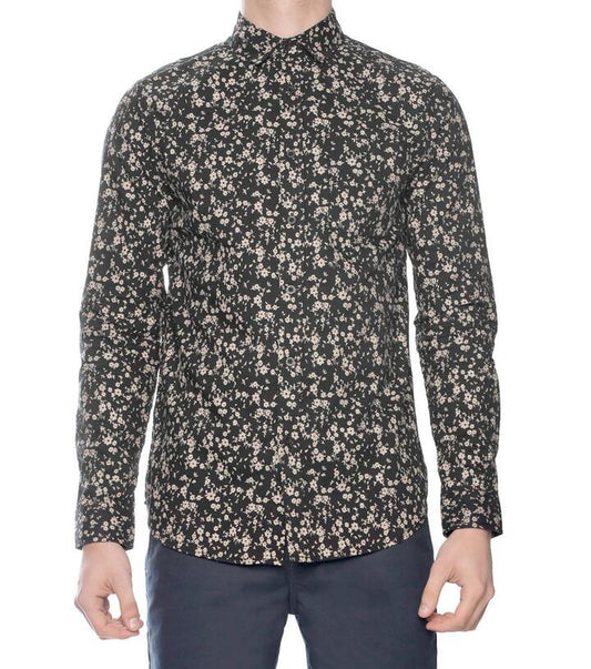 Image of a model wearing Tops. Productname: Flower Power LS Shirt in Black colour by brand - Dangerfield