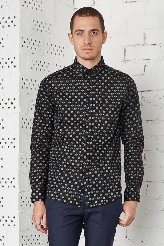 Image of a model wearing Tops. Productname: Brad LS Shirt in Black colour by brand - Dangerfield