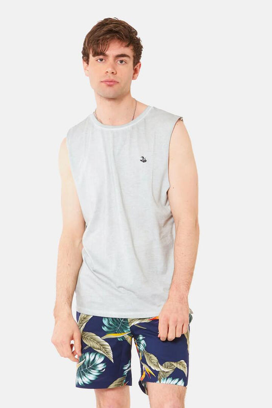 Image of a model wearing Tops. Productname: Axel Tank in Black colour by brand - Dangerfield