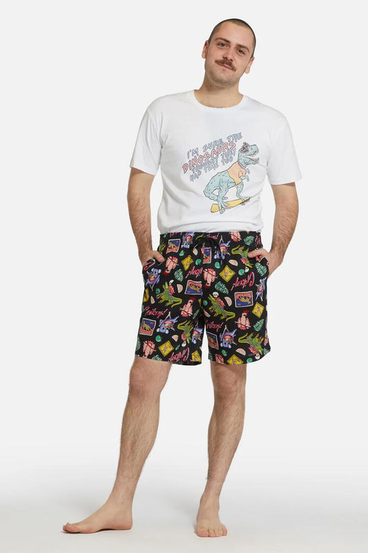 Image of a model wearing Shorts. Productname: Nostalgia Feels Trunk in Black colour by brand - Dangerfield