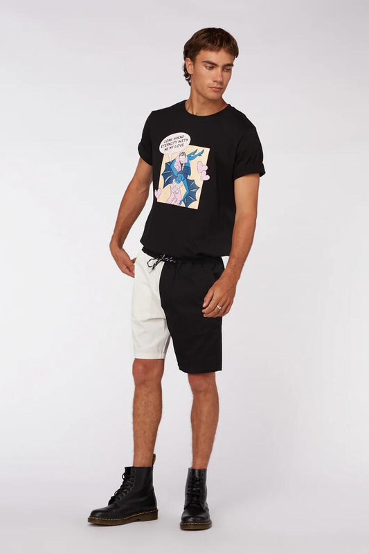 Image of a model wearing Shorts. Productname: Torino Short in Blck/VintageWht colour by brand - Dangerfield
