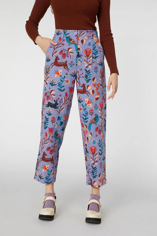 Image of a model wearing Pants. Productname: Folksy Karina Pant in Blue colour by brand - Princess Highway