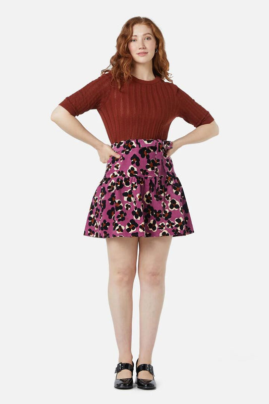 Image of a model wearing Skirts. Productname: Gigi Cord Skirt in Rose colour by brand - Princess Highway
