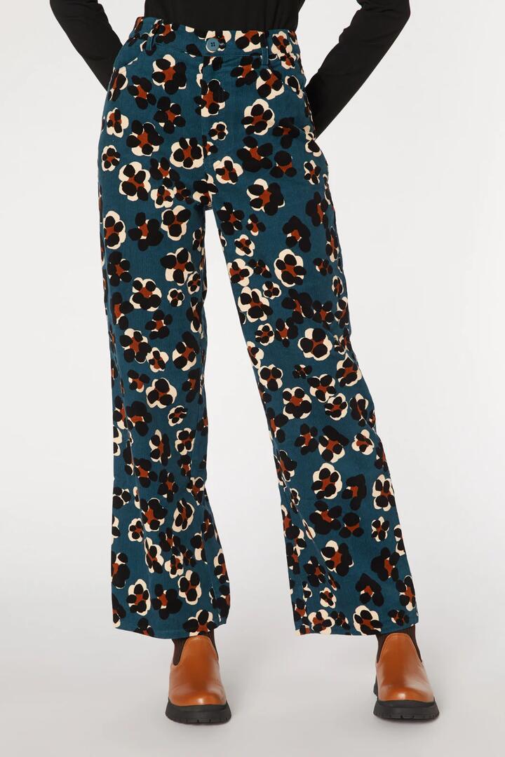 Image of a model wearing Pants. Productname: Gigi Cord Pant in Green colour by brand - Princess Highway