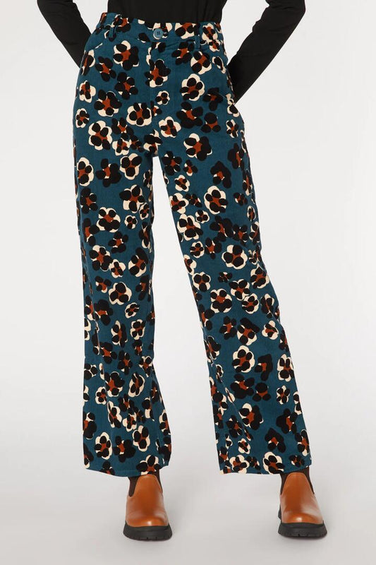 Image of a model wearing Pants. Productname: Gigi Cord Pant in Green colour by brand - Princess Highway