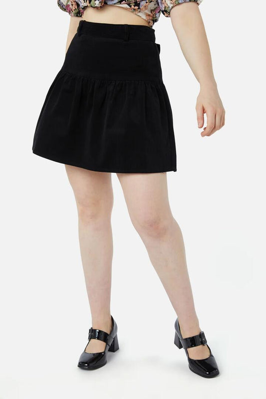 Image of a model wearing Skirts. Productname: Gwendolynn Skirt in Black colour by brand - Princess Highway