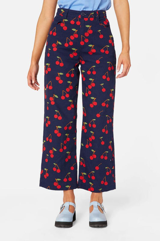 Image of a model wearing Denim. Productname: Sweet Cherry Jean in Navy colour by brand - Princess Highway