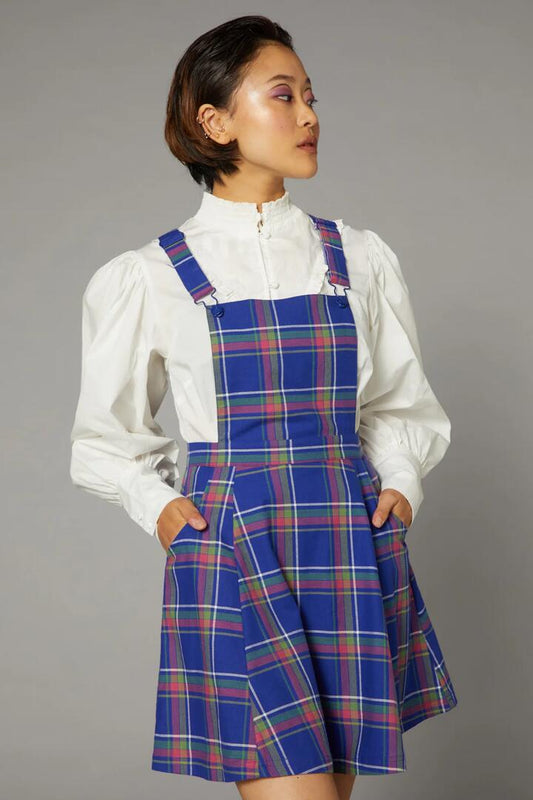 Image of a model wearing Dress. Productname: Werewolf Tartan Goth Pinafore in Multi colour by brand - Black Friday