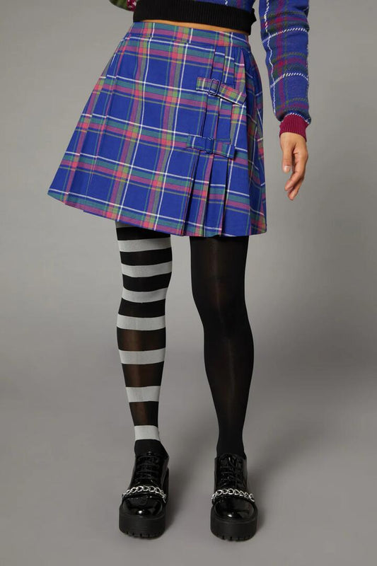 Image of a model wearing Skirts. Productname: Werewolf Tartan Goth Skirt in Multi colour by brand - Black Friday
