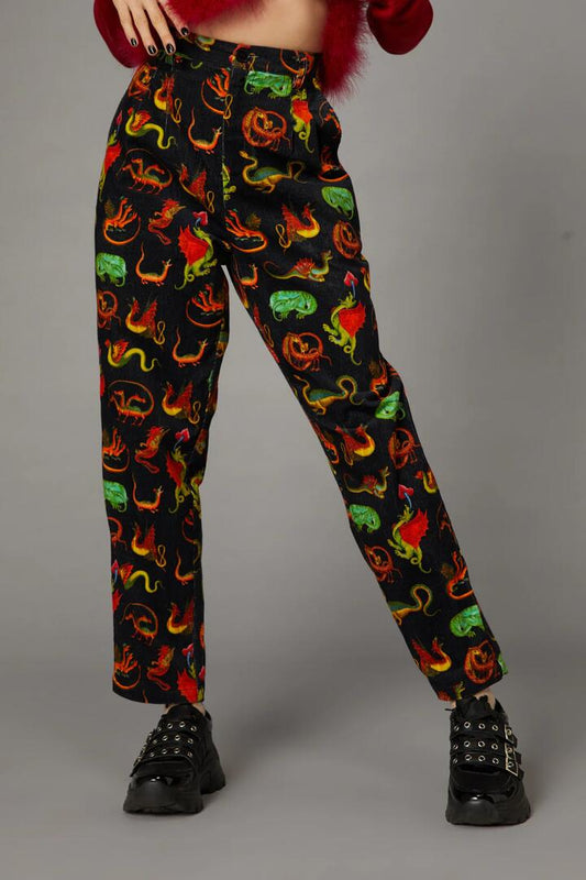 Image of a model wearing Pants. Productname: Medieval Dragon Pant in Black colour by brand - Black Friday