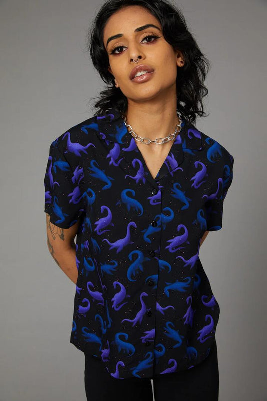 Image of a model wearing Tops. Productname: Nessie Print Blouse in Black colour by brand - Black Friday