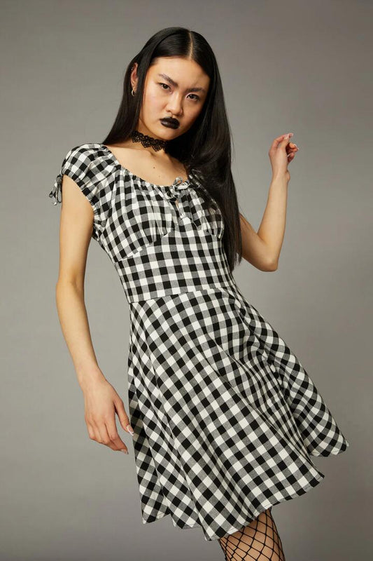 Image of a model wearing Dress. Productname: Franken Dress in Black/Pink colour by brand - Black Friday