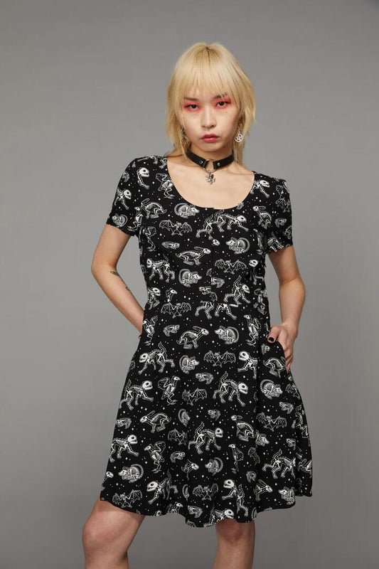 Image of a model wearing Dress. Productname: Cute To The Bone Dress in Black colour by brand - Black Friday