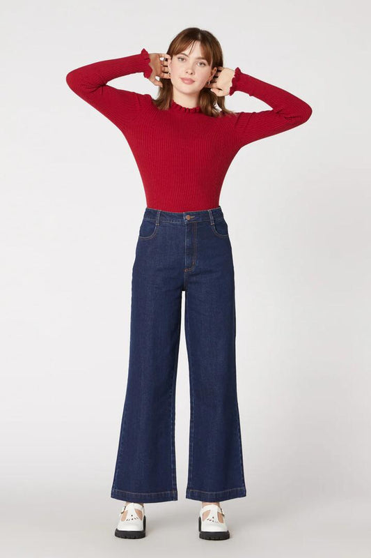 Image of a model wearing Denim. Productname: Emily Jean in Dark Blue colour by brand - Princess Highway