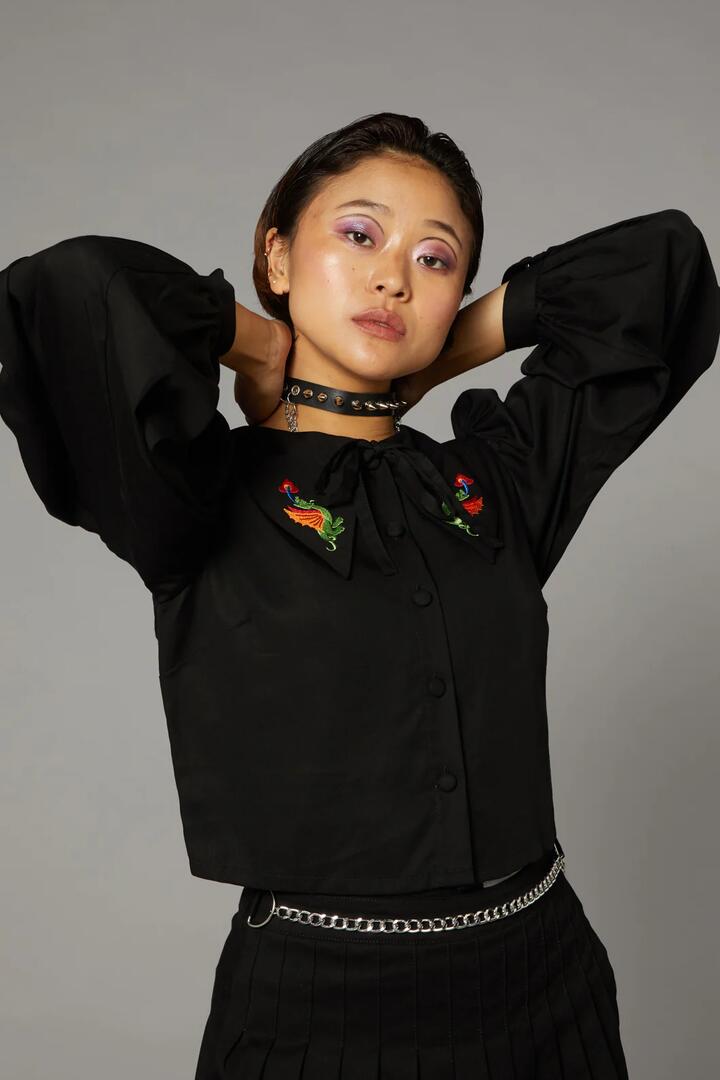 Image of Blouses. Productname: Dragon EmbroideredBlouse in Black colour by brand - Black Friday