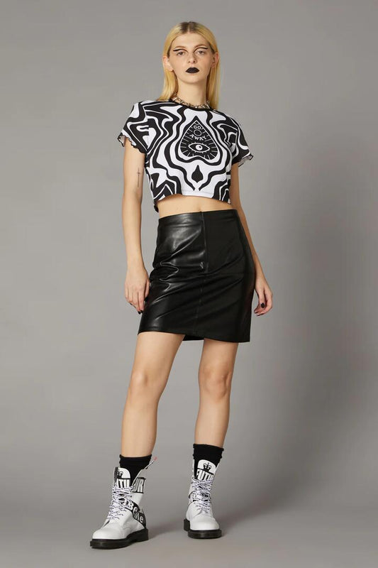 Image of a model wearing Tops. Productname: Close The Board Print Tee in Black/White colour by brand - Black Friday