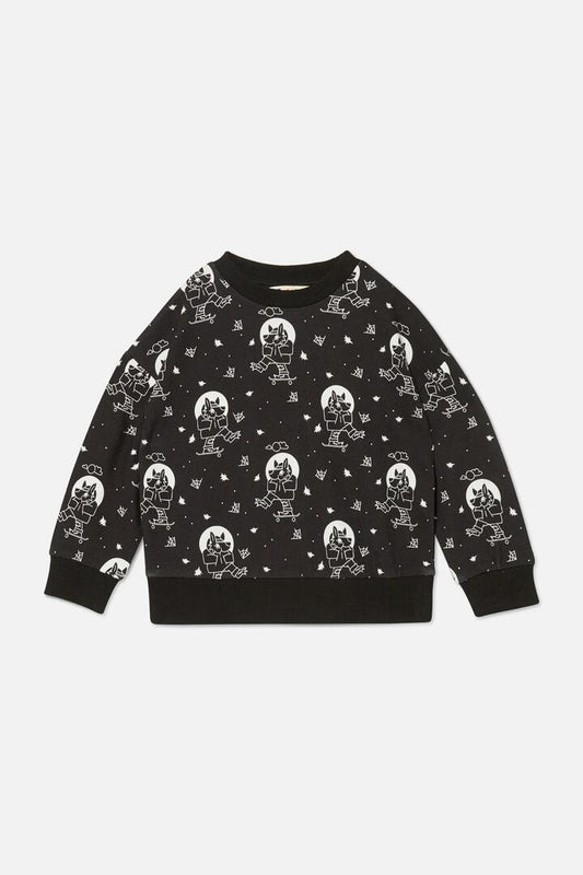 Image of a model wearing Outerwear. Productname: Night Changes Kids Sweater in Black colour by brand - Dangerkids