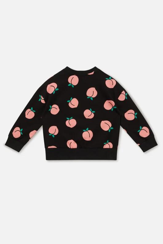 Image of a model wearing Outerwear. Productname: You Peach Kids Sweater in Black colour by brand - Dangerkids