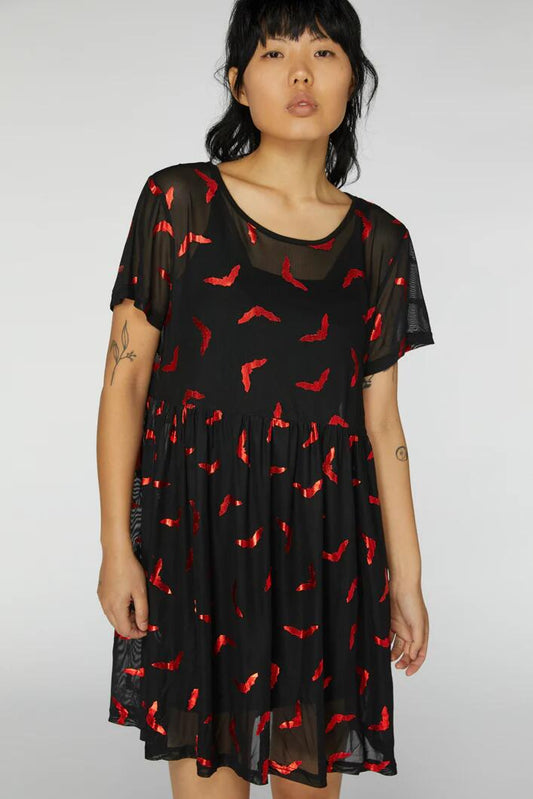 Image of a model wearing Dress. Productname: Spooky Season Dress in Black colour by brand - Black Friday
