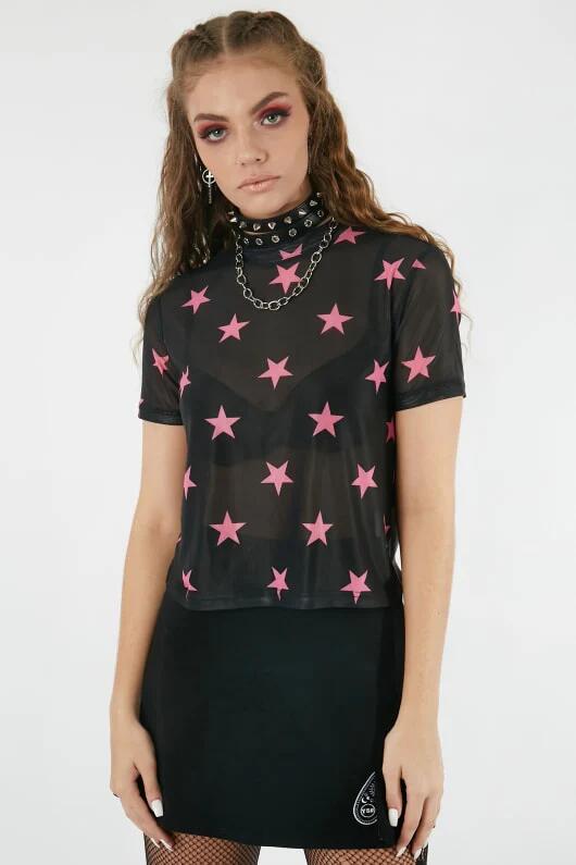 Image of a model wearing Tops. Productname: Starry Eyed Top in Black colour by brand - Black Friday