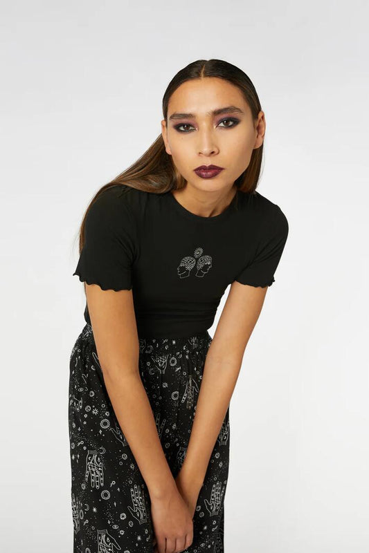 Image of a model wearing Pants. Productname: Smarty Pants Tee in Black colour by brand - Black Friday