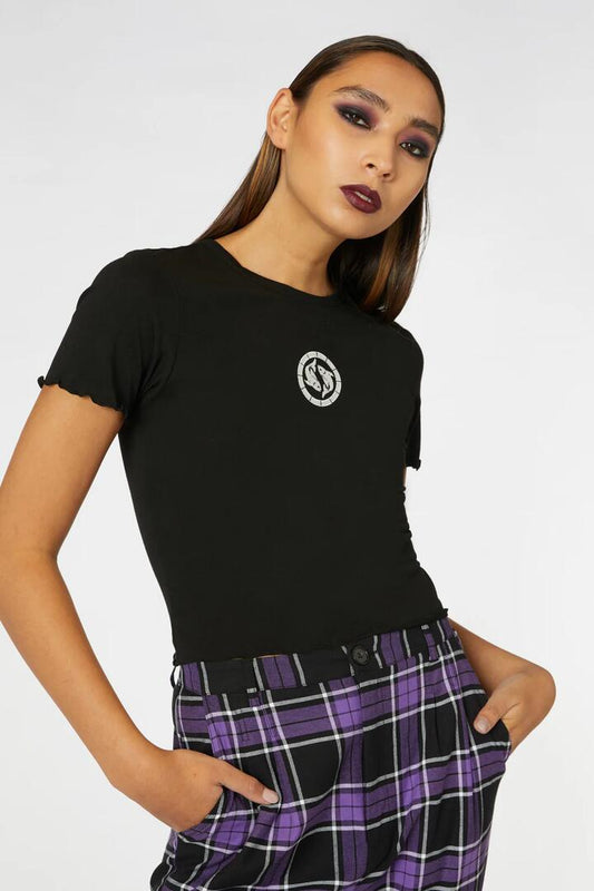 Image of a model wearing Tops. Productname: Pisces Tee in Black colour by brand - Black Friday