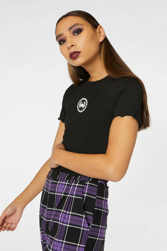 Image of a model wearing Tops. Productname: Cancer Tee in Black colour by brand - Black Friday