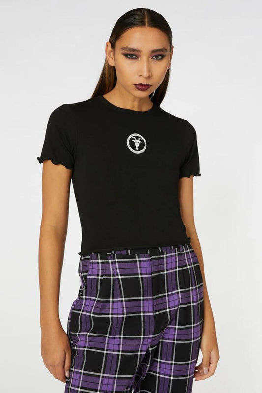 Image of a model wearing Tops. Productname: Capricorn Tee in Black colour by brand - Black Friday