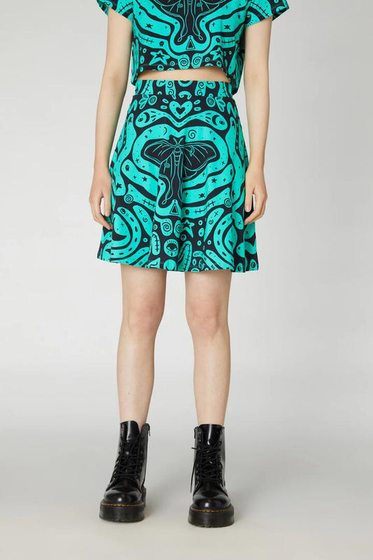 Image of a model wearing Skirts. Productname: Luna Skirt in Green colour by brand - Black Friday