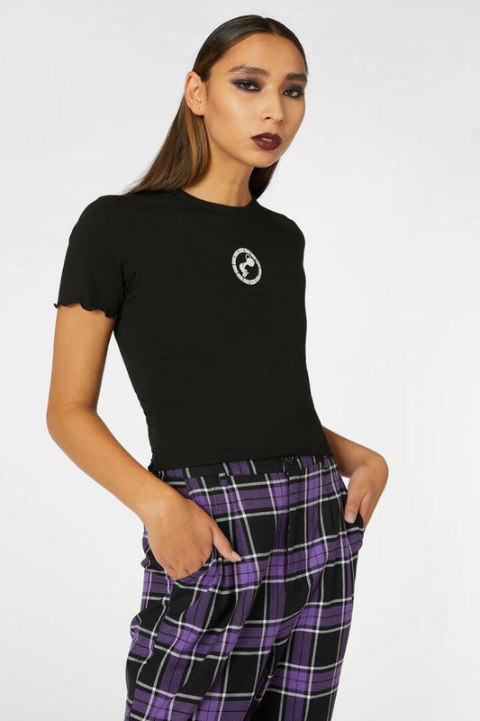 Image of a model wearing Tops. Productname: Aquarius Tee in Black colour by brand - Black Friday