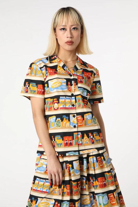 Image of a model wearing Tops. Productname: Supermarket Cotton Blouse in Multi colour by brand - Dangerfield