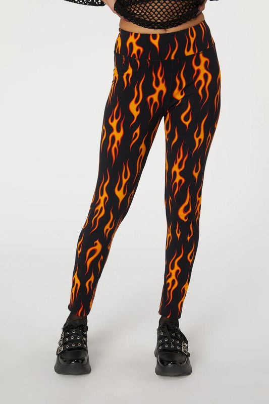Image of a model wearing Pants. Productname: On Fire Cotton Legging in Black colour by brand - Dangerfield