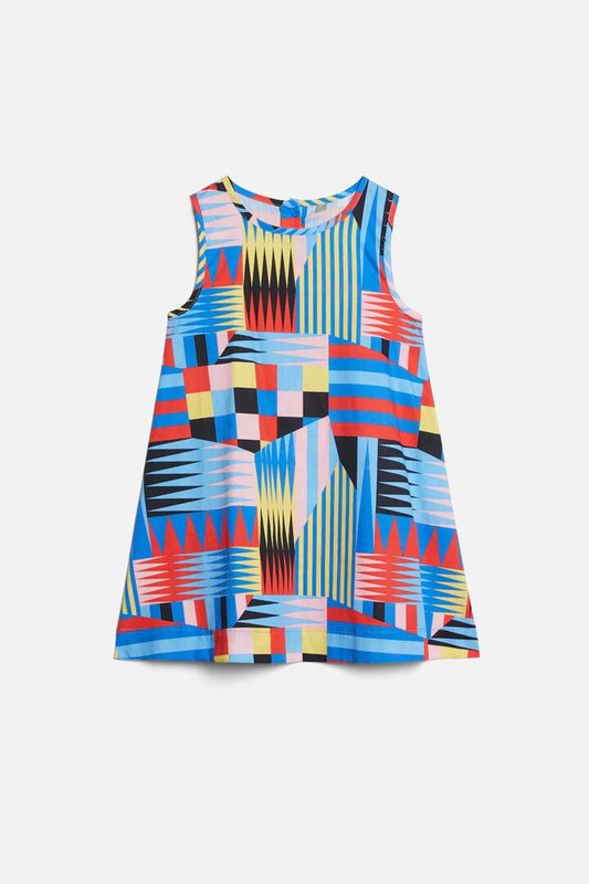 Image of a model wearing Dress. Productname: Geo Shift Kids Dress in Print colour by brand - Dangerkids