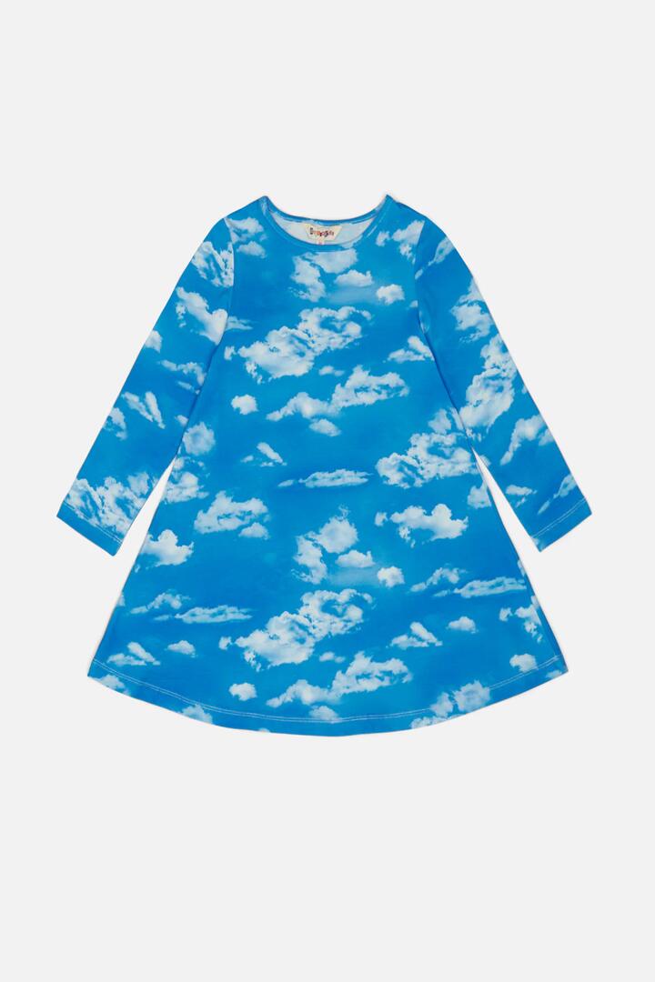 Image of a model wearing Dress. Productname: Dreamer Kids LS Jersey Dress in Blue colour by brand - Dangerkids