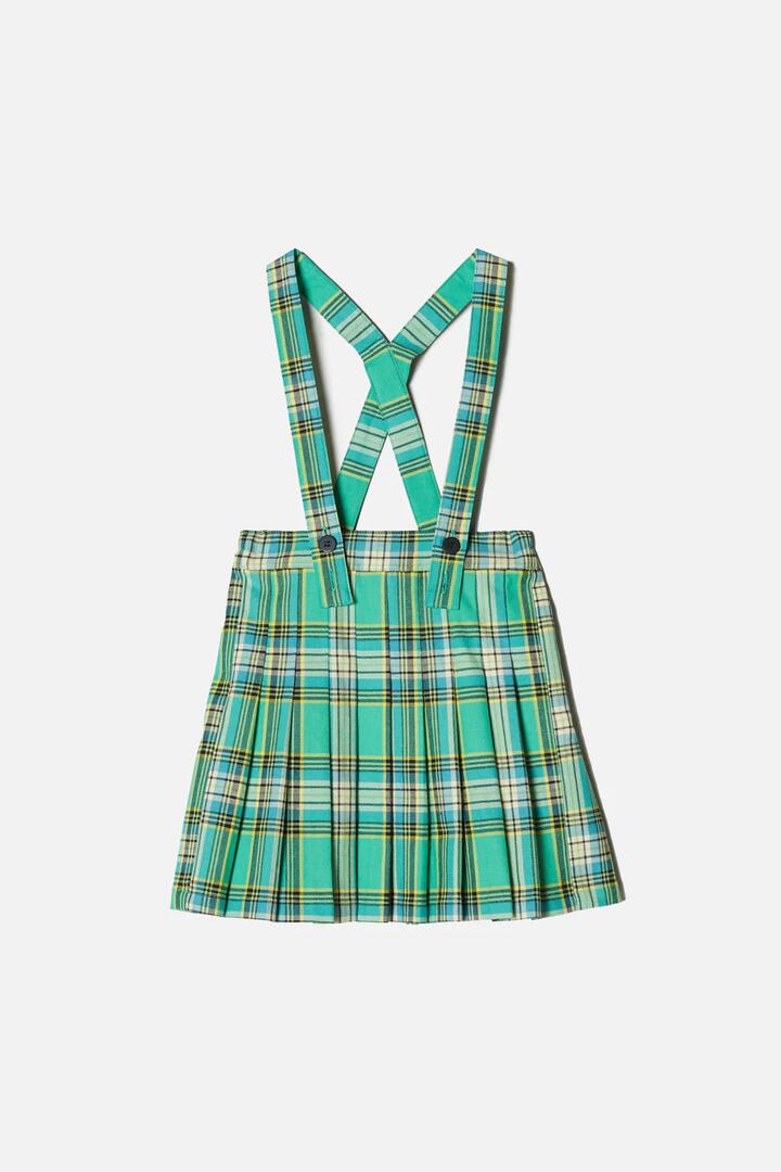 Image of a model wearing Skirts. Productname: Spring Glade Kids Pleat Skirt in Green colour by brand - Dangerkids