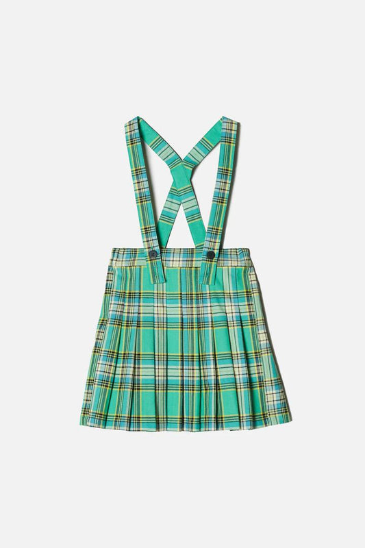 Image of a model wearing Skirts. Productname: Spring Glade Kids Pleat Skirt in Green colour by brand - Dangerkids