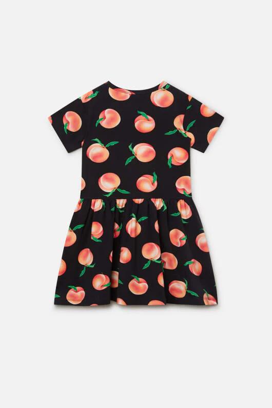 Image of a model wearing Dress. Productname: Peachy Kids Jersey Dress in Black colour by brand - Dangerkids