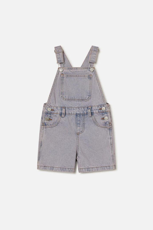 Image of a model wearing Denim. Productname: Dixie Denim Kids Dungarees in Pink/Blue colour by brand - Dangerkids