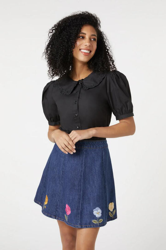 Image of a model wearing Tops. Productname: Lydia Blouse in Black colour by brand - Princess Highway