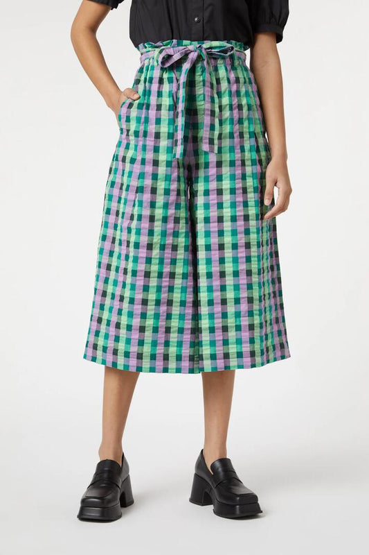 Image of a model wearing Skirts. Productname: Peppa Check Skort in Green colour by brand - Princess Highway