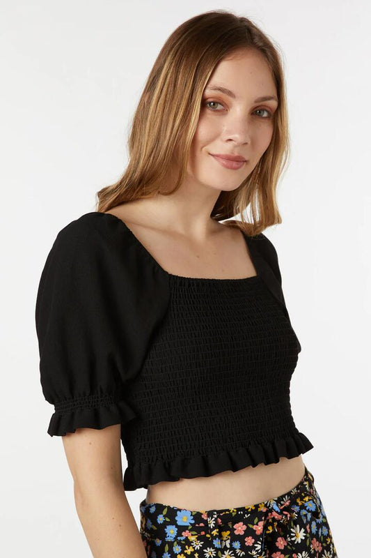 Image of a model wearing Tops. Productname: Skylar Top in Black colour by brand - Princess Highway